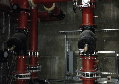 Plant room pipework at Resorts World NEC