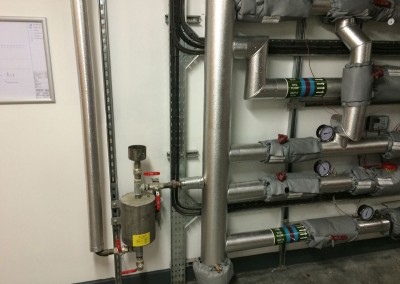 Vertical header and dosing pot at Solihull College